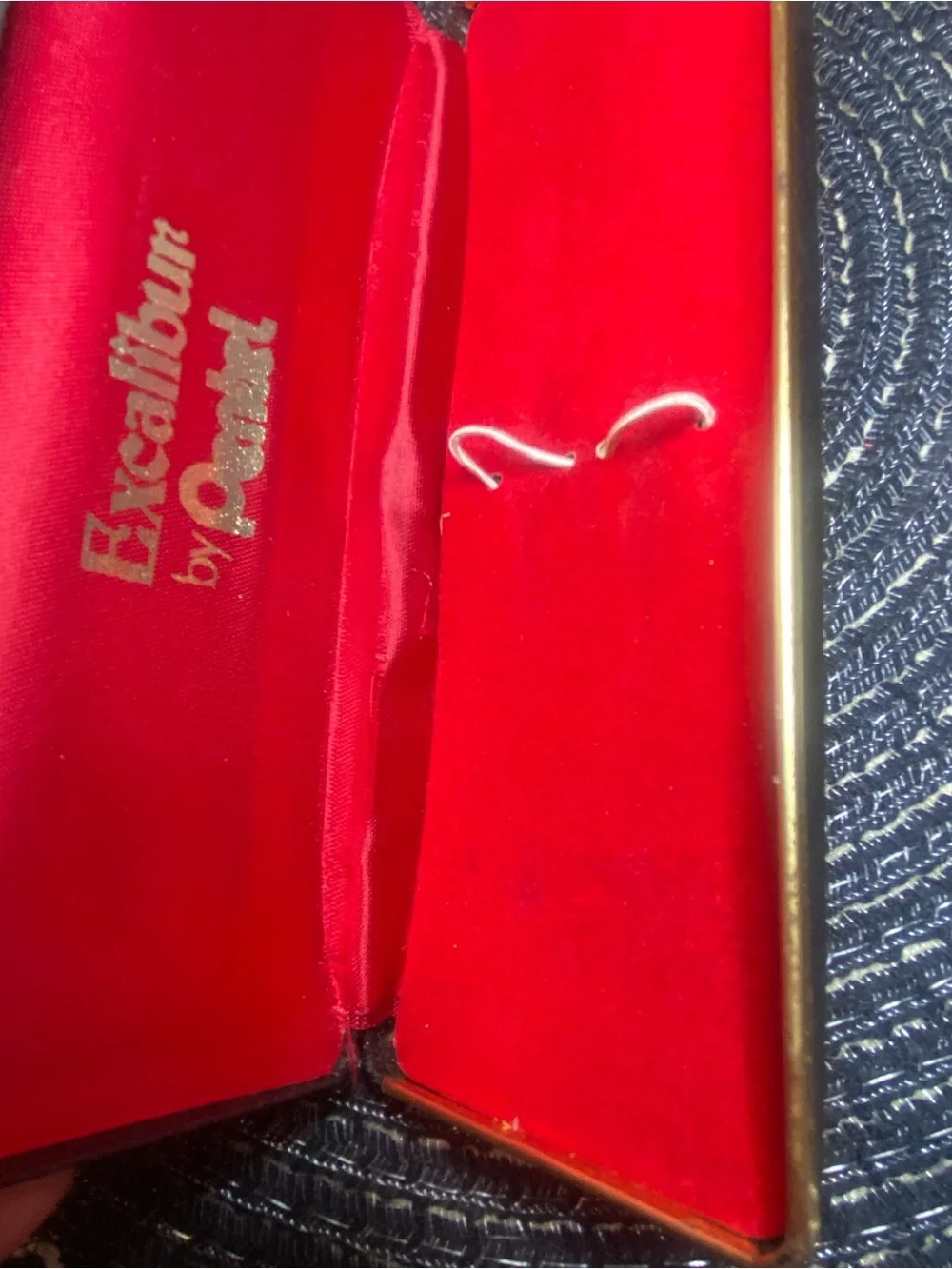 Vintage Pentel Black Hard Pen/Pencil Case Outside With Red lining on the inside